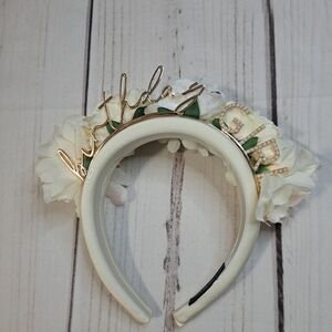 White and Gold Tone Birthday Girl Headband